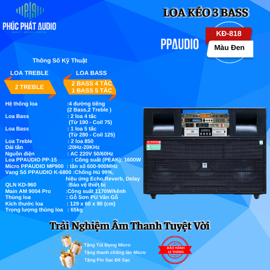 Loa Kéo Điện 3 Bass KĐ-818