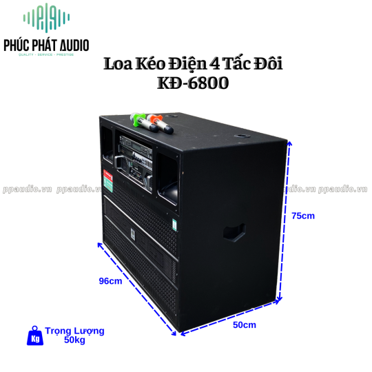 Loa Kéo Điện 4 Tấc Đôi PPA KĐ-6800 VANG SỐ