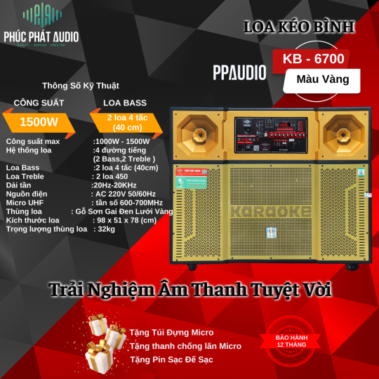 Loa Kéo 4 Tấc Đôi Bình PPAUDIO KB-6700