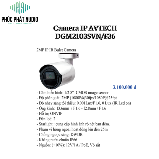 Camera IP AVTECH DGM2103SVN/F36