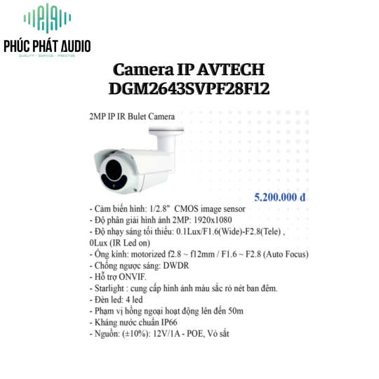 Camera AVTECH DGM2643SVP/F28F12