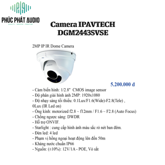 Camera IPAVTECH DGM2443SVSE