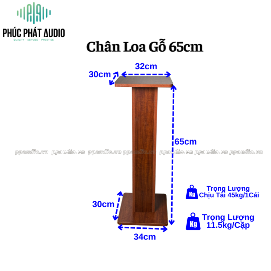 Chân Loa Gỗ 65cm Màu Full Gỗ