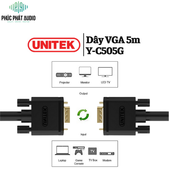 Dây VGA 5m Unitek Y-C505G 