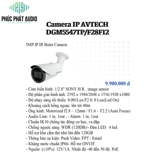 Camera IP AVTECH DGM5547TPF28F12